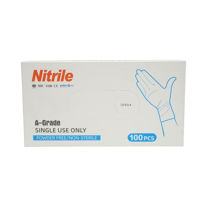 Guanti in nitrile blu senza polvere con texture antiscivolo sulle dita, taglia S 100 pezzi/scatola