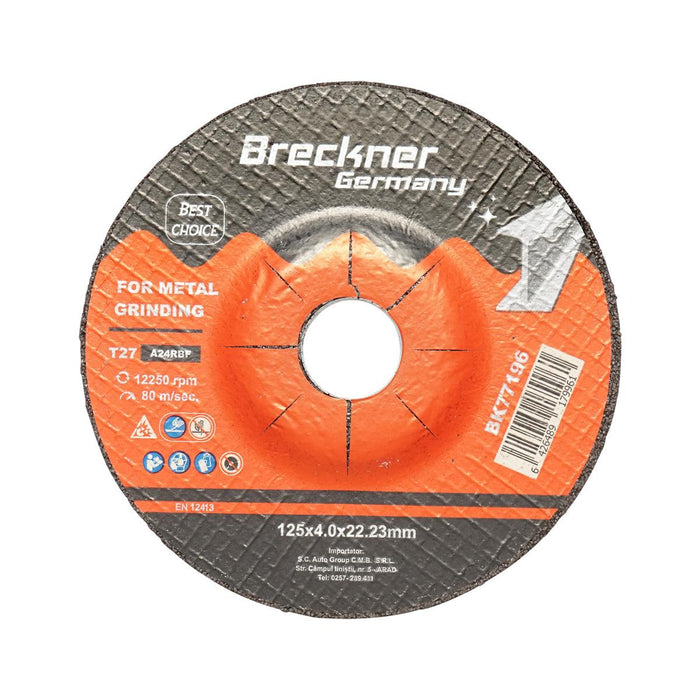 Dischi Smerigliatrice T27 125x4x22mm Metallo per Smerigliatrice Angolare Disco per sgrossatura Metallo Disco Flessibili Mola da Sbavo Breckner Germany