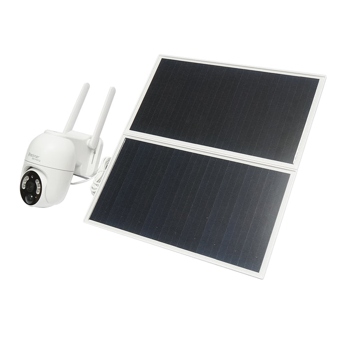 Telecamera di sorveglianza 2 MP con pannello solare e batteria da 18.000 mAh, scheda SIM 4G, rotazione 360° PTZ, rilevamento umano PIR e applicazione Ubox