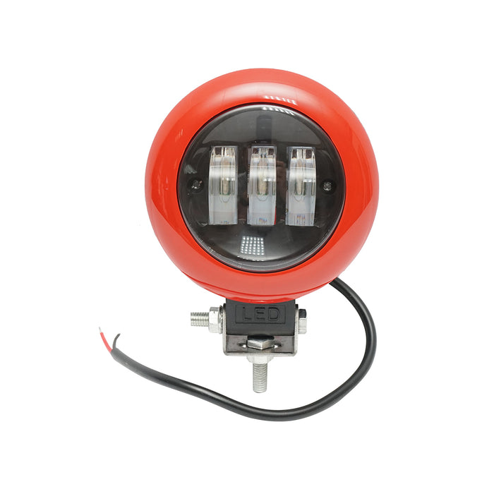 Lampada proiettore rotonda rossa con LED, 30W, 12V/24V, 10-30V, Breckner Germany