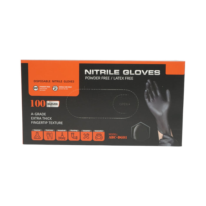 Guanti in nitrile sintetico nero, senza polvere, taglia S, 100 pezzi/scatola