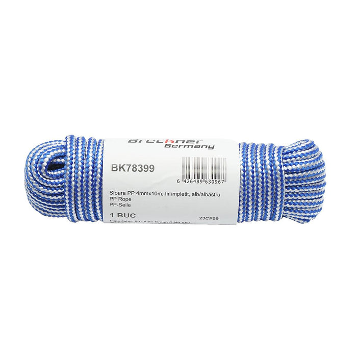 Corda PP intrecciata 4 mm x 10 m, bianca/blu, Corda multiuso in polipropilene Breckner Germany 0,79 €