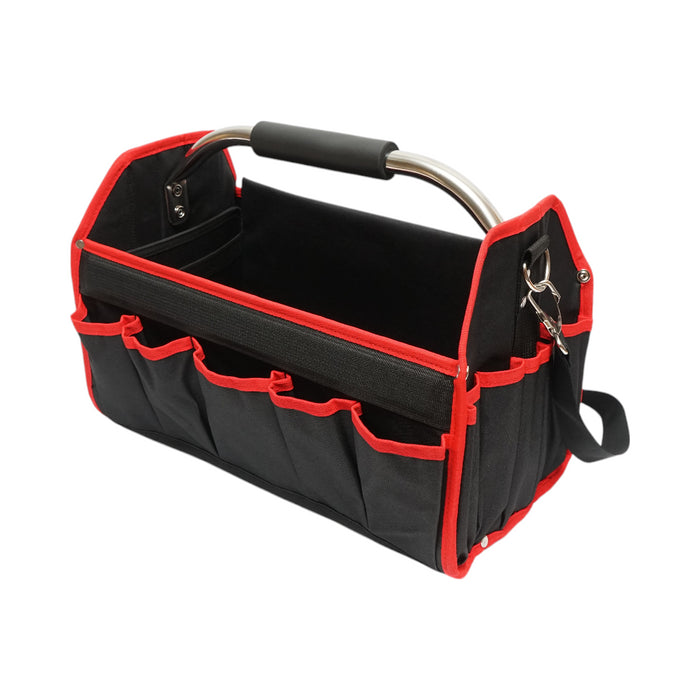 Borsa per attrezzi aperta con 15 tasche, manico in acciaio inossidabile 420x210x290mm