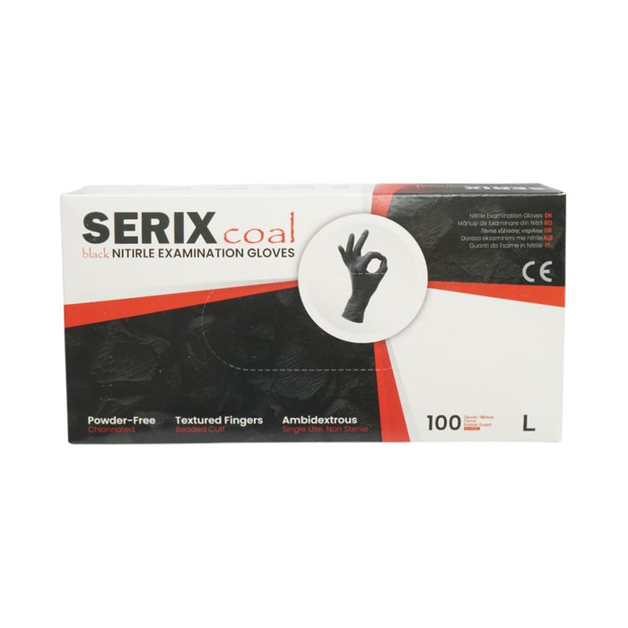 Guanti in nitrile neri senza polvere con texture antiscivolo sulle dita, taglia L 100 pezzi/scatola