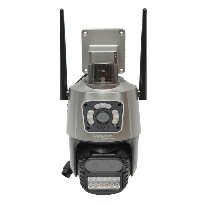 Telecamera di sorveglianza con 3 lenti, 2 obiettivi da 9 MP, P2P WIFI 2.4GHz, PTZ con sensore di movimento, sirena, rilevamento umano e applicazione iCSee