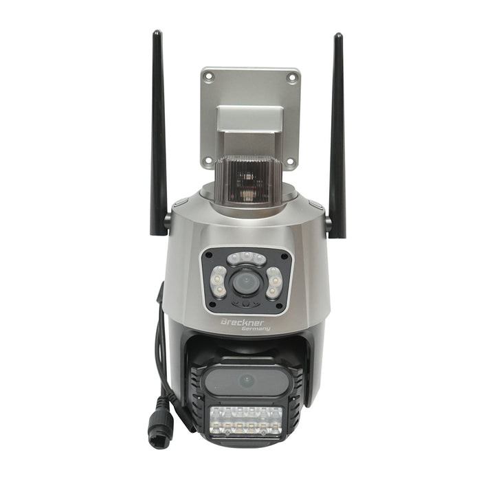 Telecamera di sorveglianza con lente doppia 6 MP, P2P WIFI 2.4G, rotazione a 360 gradi PTZ con sensore di movimento, sirena, rilevamento umano e applicazione iCSee