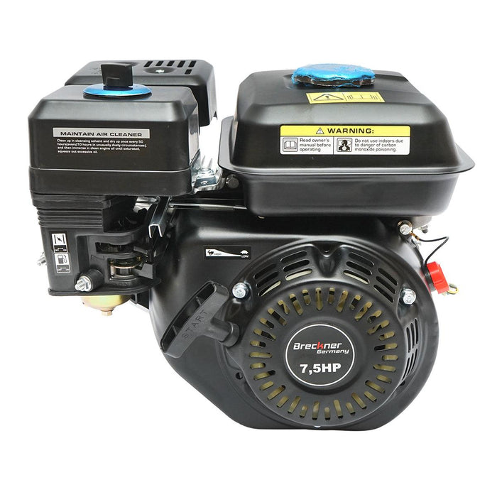 Motore a Scoppio 7.5 CV, Motore a Benzina 4 Tempi 242cc con Albero cilindrico scanalato Ø 25 mm e, Avviamento a Strappo Breckner Germany