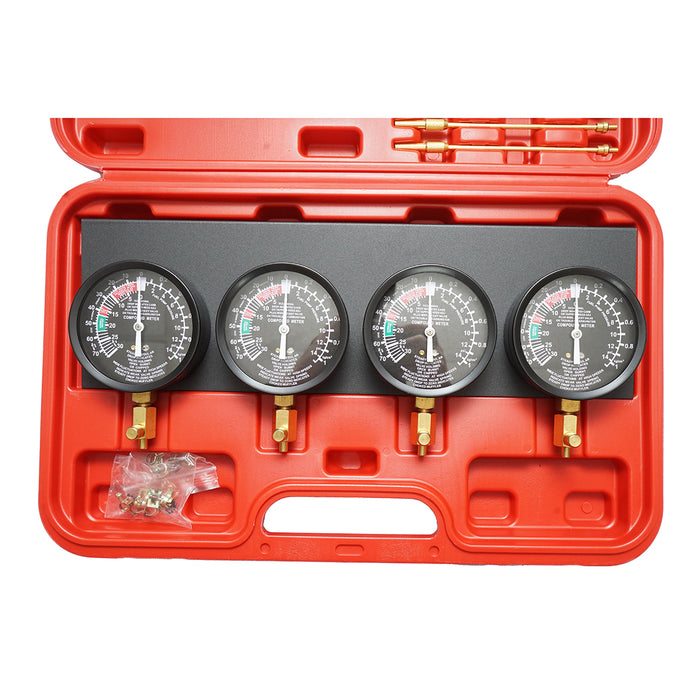 Kit sincronizzazione carburatore e iniezione, 4 manometri con adattatori Breckner Germany