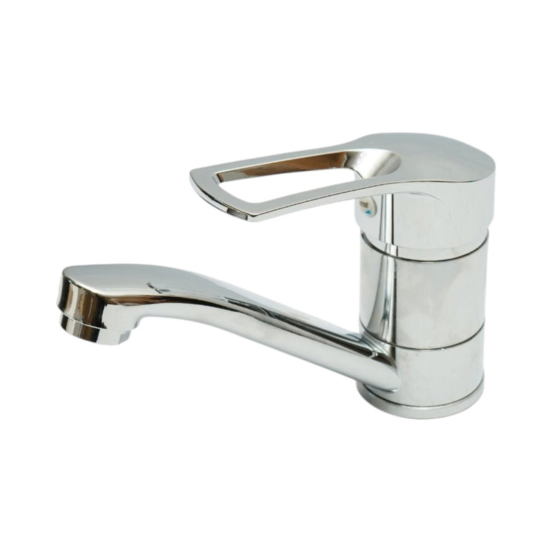 Rubinetto per lavello cucina con bocca girevole, monocomando, finitura cromo lucido, lega di zinco, flessibili inclusi