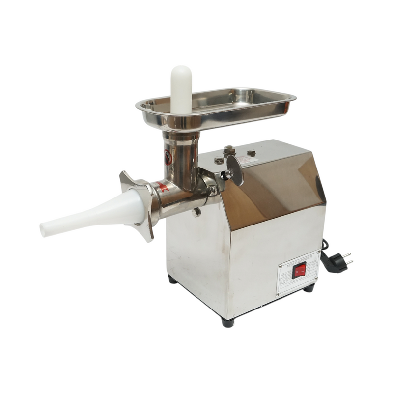 Tritacarne elettrico in acciaio inox + acciaio 1200W, 220V, capacità 100 kg/h, adattatore per salsicce, 1 piastra e 1 coltello inclusi – 340 × 185 × 365 mm
