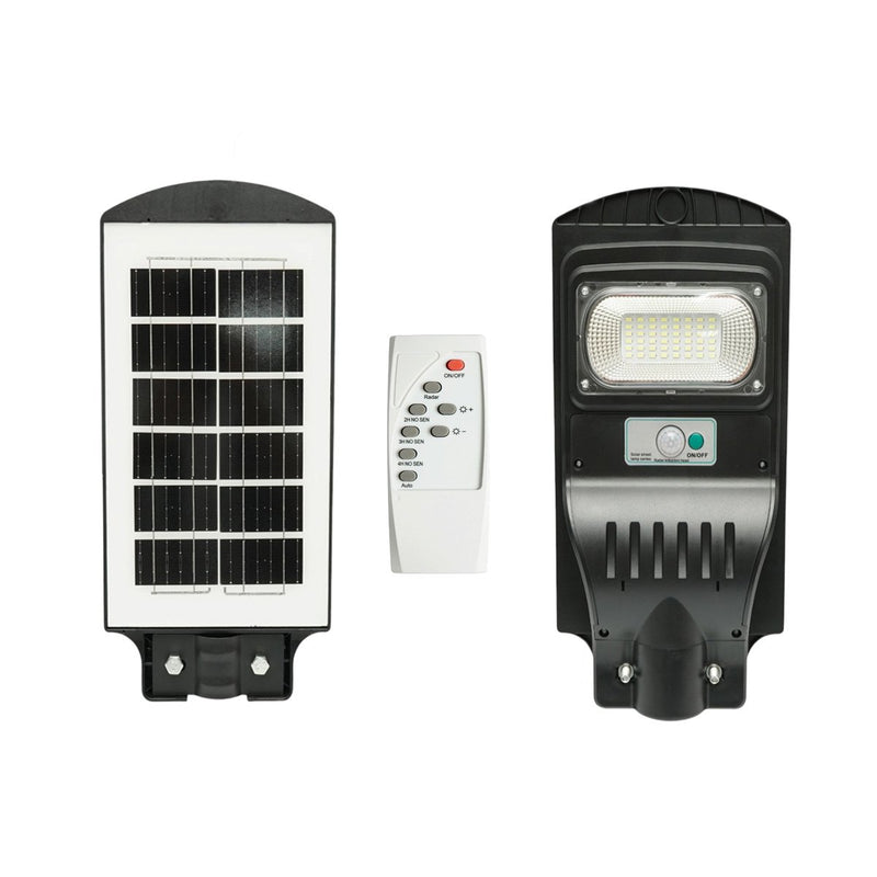 Lampione stradale solare a LED da 50 W con pannello solare da 8 W, batteria LiFePO4 da 4000 mAh, sensore di movimento, telecomando e attacco per palo (IP65) Breckner Germany