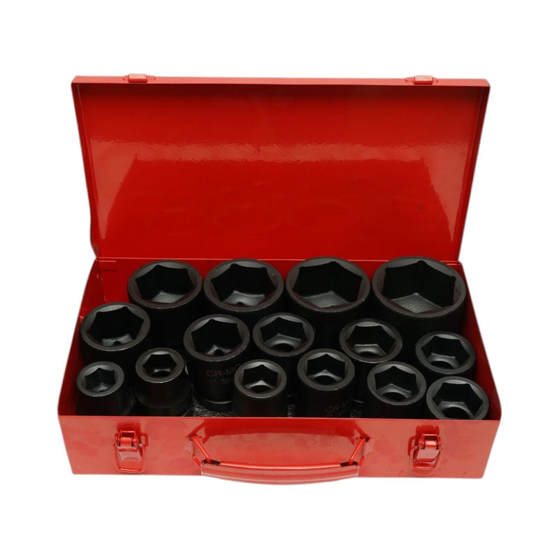 Set di 15 bussole a impatto da 1" in acciaio al cromo-molibdeno: bussole corte (22–36 mm) e lunghe (38–60 mm) Breckner Germany