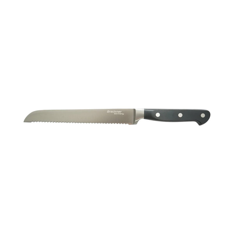 Coltello professionale per pane da 22 cm, lama in acciaio 5Cr15MoV, manico in ABS nero Breckner Germany