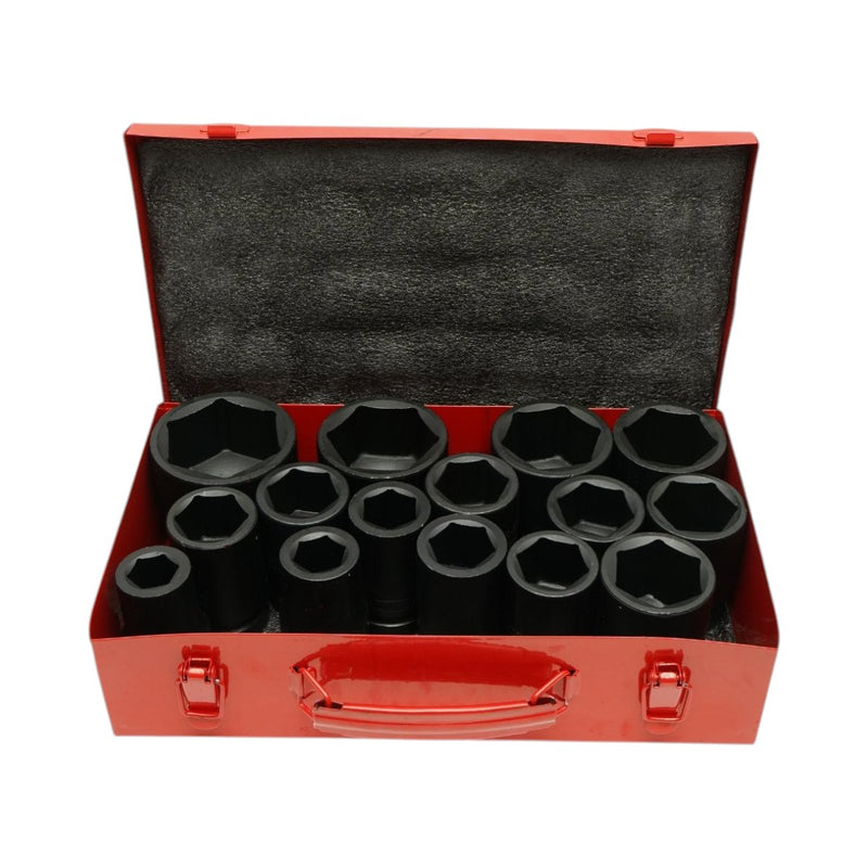 Set di 15 bussole a impatto lunghe, 22–60 mm, attacco da 1 pollice, Cr-Mo Breckner Germany