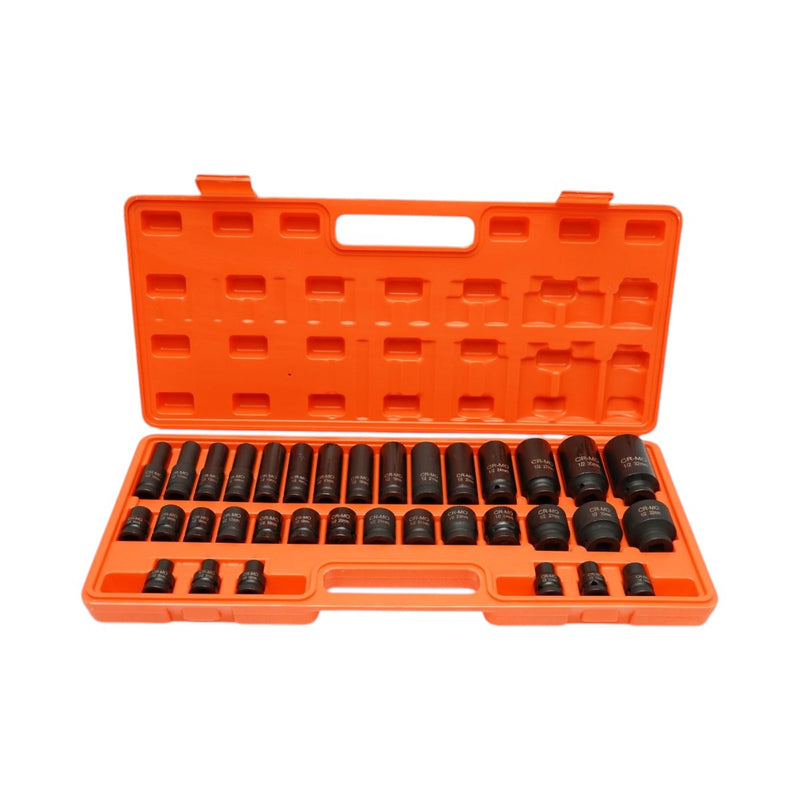 Set di 35 bussole a impatto da 1/2" in acciaio al cromo-molibdeno (standard 8–32 mm e lunghe 10–32 mm) Breckner Germany