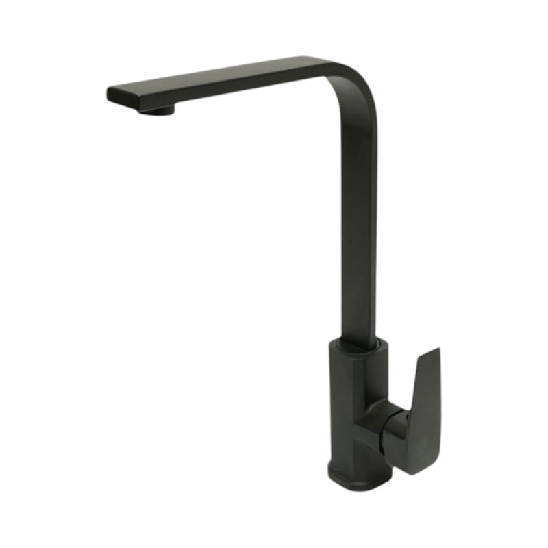 Miscelatore per lavello cucina nero opaco con canna alta quadrata, monocomando, flessibili inclusi Breckner Germany
