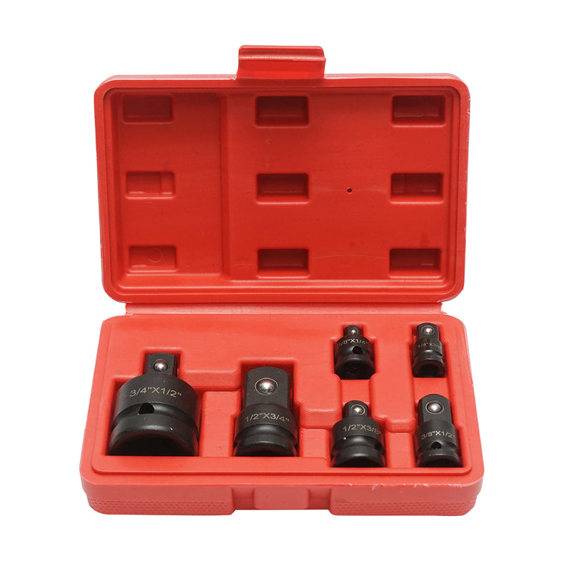Set da 6 pezzi di adattatori per bussole a impulsi per cricchetti, con attacchi quadri da 1/4", 3/8", 1/2" e 3/4".
