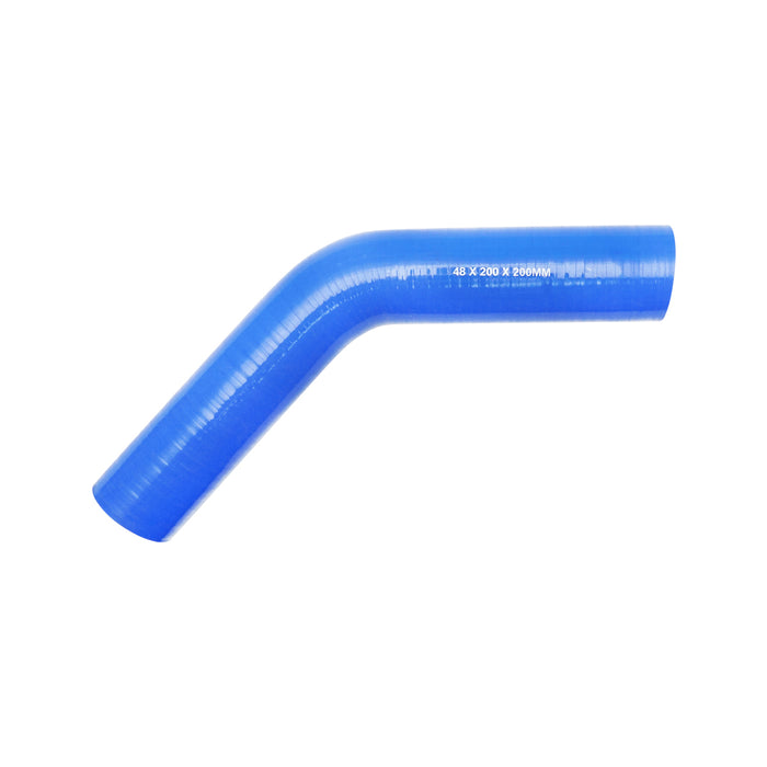 Tubo curvato in silicone a 45 gradi con inserto in tessuto, dimensioni 48x200x200 mm