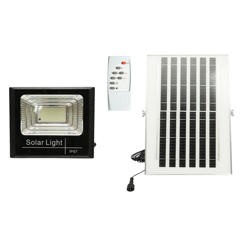 Faretto LED da 100 W, 6500 K, con pannello solare da 8 W, batteria LiFePO4 da 6000 mAh e telecomando (IP67) Breckner Germany