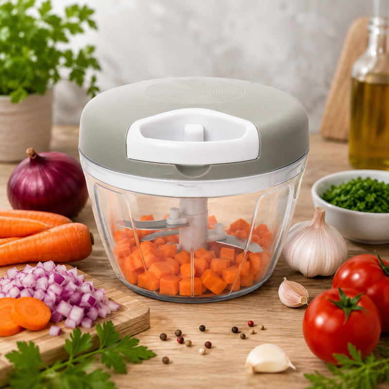 Tritaverdure manuale a corda, 3 lame in acciaio inox, capacità 500 ml