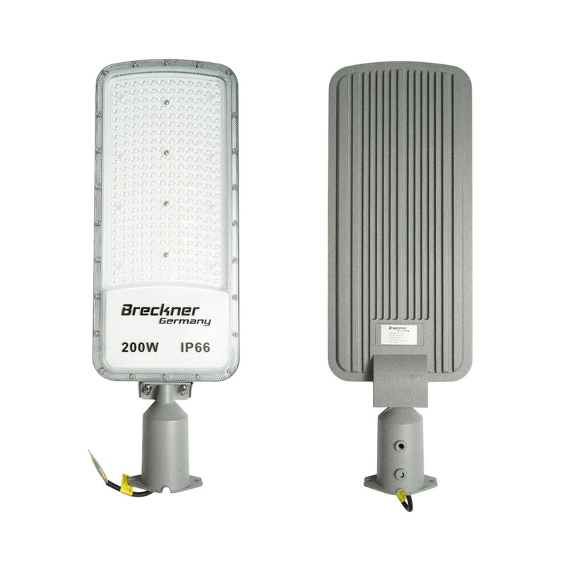 Lampione stradale LED da 200 W, 100-265 V, 6500 K, 22000 lm, montaggio su palo, 590x200x25 mm, IP66 Breckner Germany