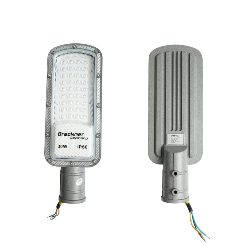 Lampione stradale LED da 30 W, 100-265 V, 6500 K, 3300 lm, montaggio su palo, 285x100x25 mm, IP66 Breckner Germany