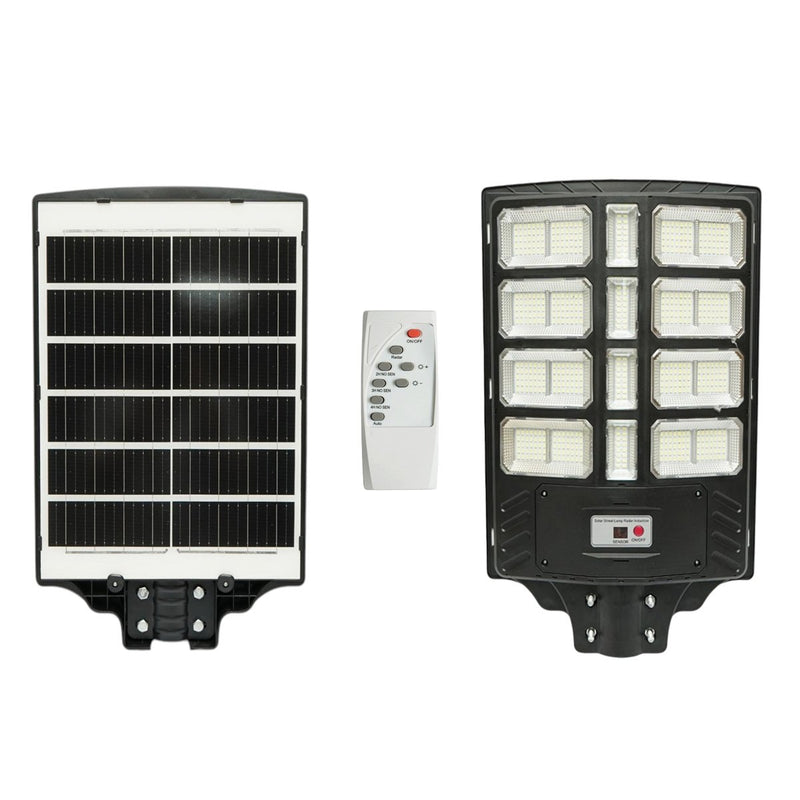 Lampione stradale solare a LED da 500 W con pannello solare da 15 W, batteria LiFePO4 da 15.000 mAh, sensore di movimento, telecomando e supporto per palo (IP66) Breckner Germany
