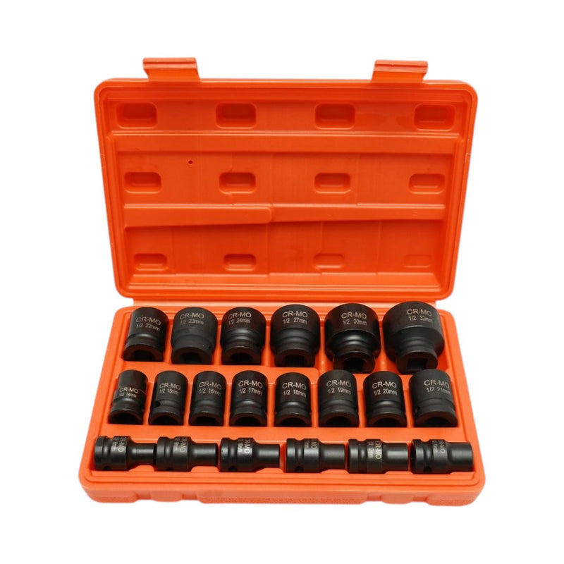 Set di 20 bussole a impatto corte, 8–32 mm, attacco 1/2", Cr-Mo Breckner Germany