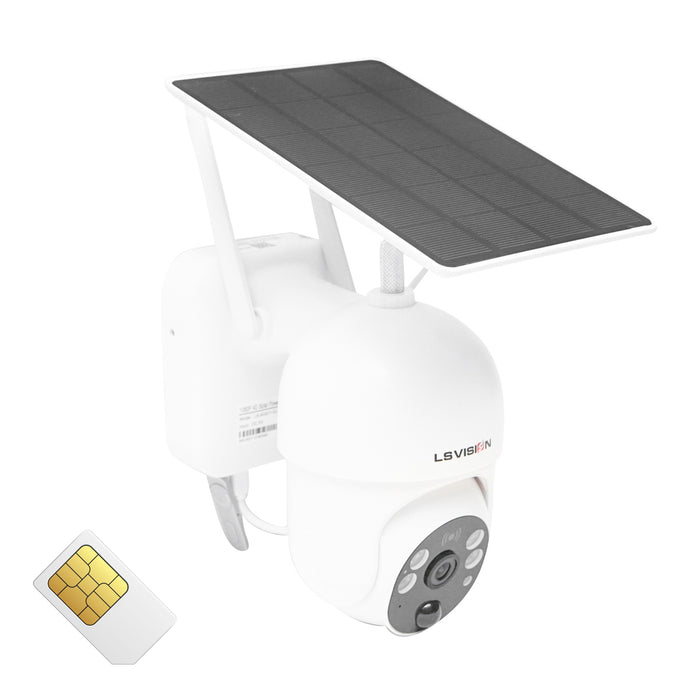 Telecamera di videosorveglianza con slot per sim card 4G rotante con pannello solare 3.5W, PTZ, 4G 1080P HD