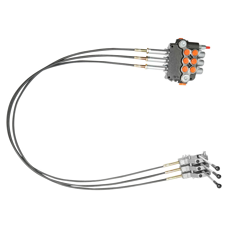 Distributore idraulico a 3 leve, lunghezza del cavo 2,5 m, pressione 250 bar, portata 80 L/min. Breckner Germany