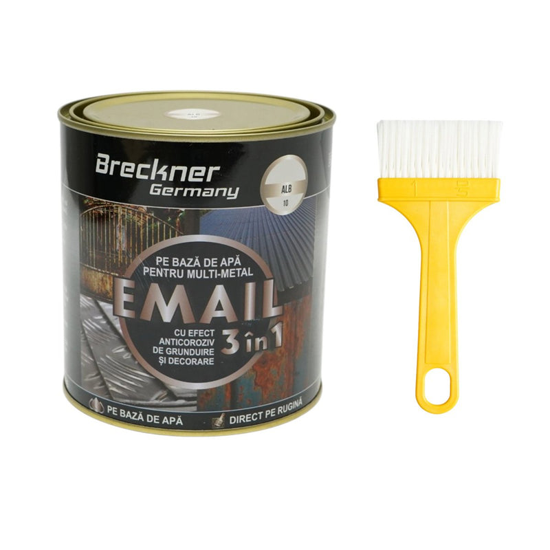 Smalto anticorrosivo bianco 3-in-1 per metalli (750 g), a base acqua, applicabile direttamente sulla ruggine. Breckner Germany