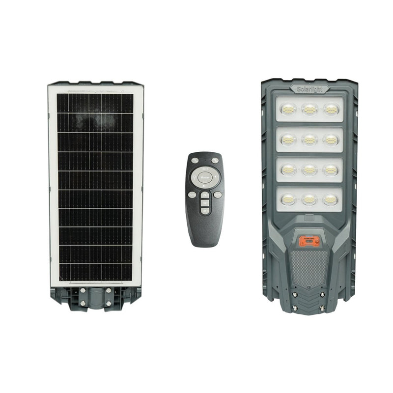 Lampione stradale solare a LED da 500 W con pannello solare da 25 W, batteria LiFePO4 da 20.000 mAh, sensore di movimento, telecomando e supporto per palo (IP65) Breckner Germany