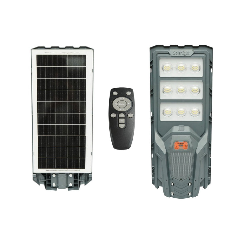 Lampione stradale solare a LED da 300 W con pannello solare da 20 W, batteria LiFePO4 da 15.000 mAh, sensore di movimento, telecomando e supporto per palo (IP65) Breckner Germany