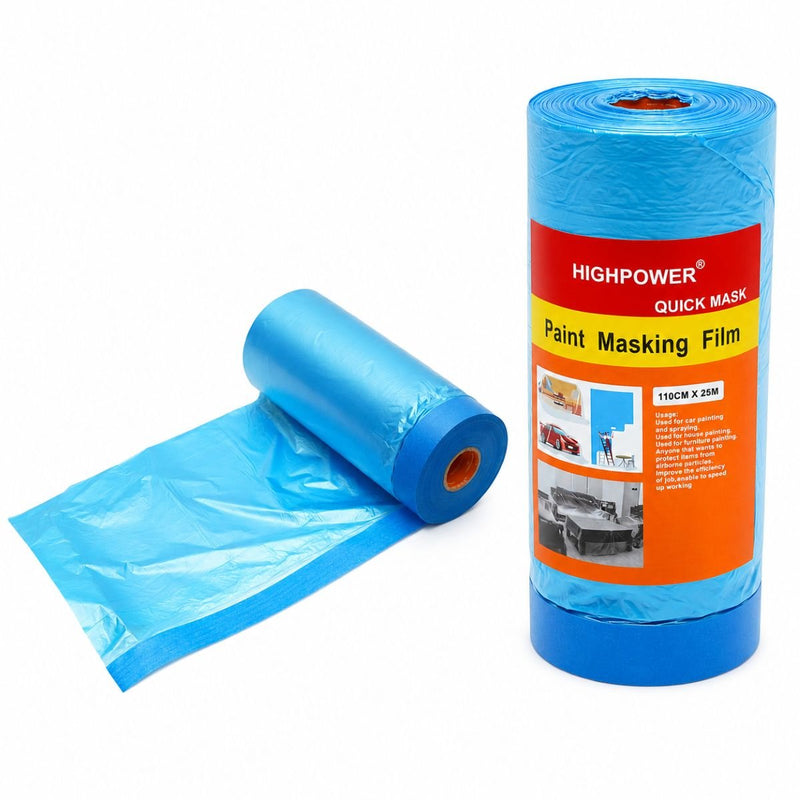 Pellicola protettiva HighPower per tinteggiatura e decorazione con nastro di mascheratura blu, 1100 mm x 25 m