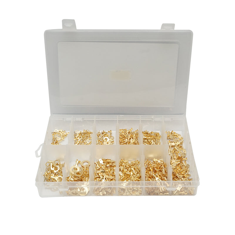 Kit assortito di terminali elettrici non isolati (a occhiello, femmina e maschio) – 750 pezzi