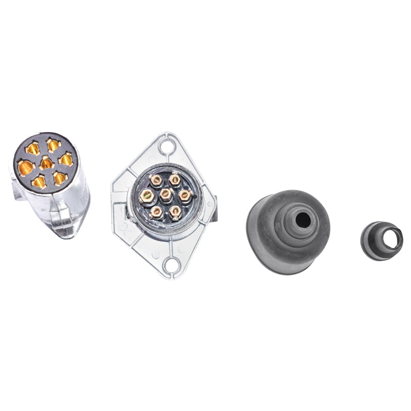Spina e presa per rimorchio a 24 V (metallo, 6+1 poli)