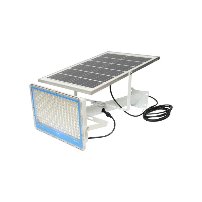 Proiettore LED 400W, 6500K con pannello solare 28W, telecomando e batteria 40Ah