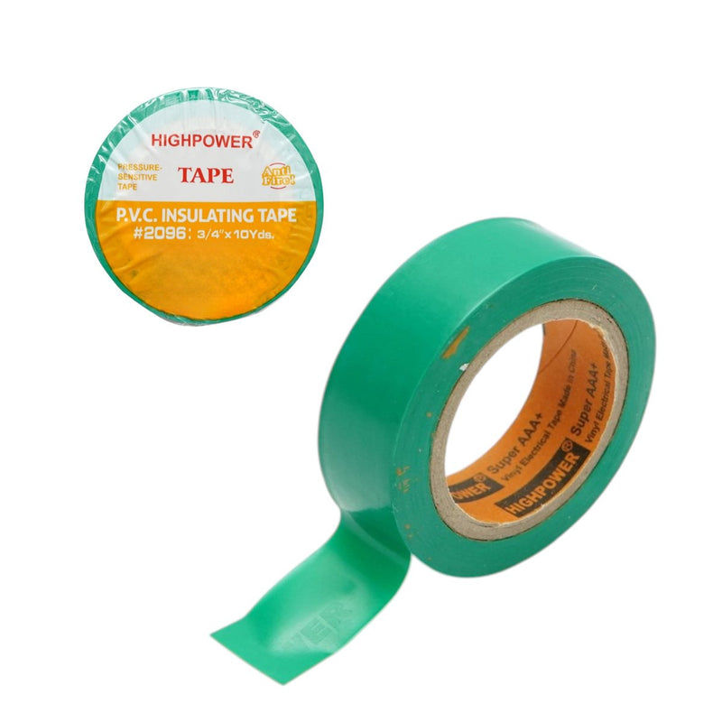 Nastro isolante in vinile verde 19 mm x 9 m, ignifugo, qualità superiore AAA+ HighPower