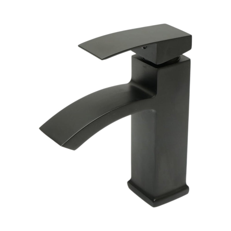 Miscelatore lavabo a cascata nero opaco, monocomando, flessibili inclusi Breckner Germany