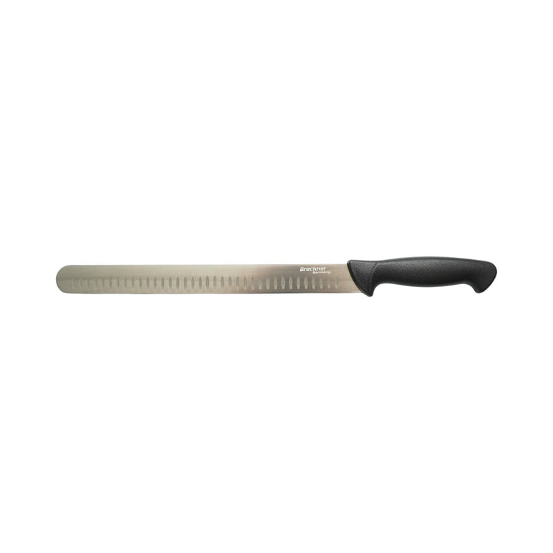 Coltello professionale da 30 cm per affettare il brisket, lama alveolata in acciaio 5Cr15MoV, manico in PP nero Breckner Germany