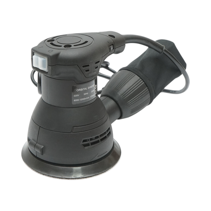 Levigatrice roto-orbitale professionale da 125 mm, 350 W, 220 V, sacchetto raccoglipolvere, 6 velocità (8.000–12.000 giri/min)