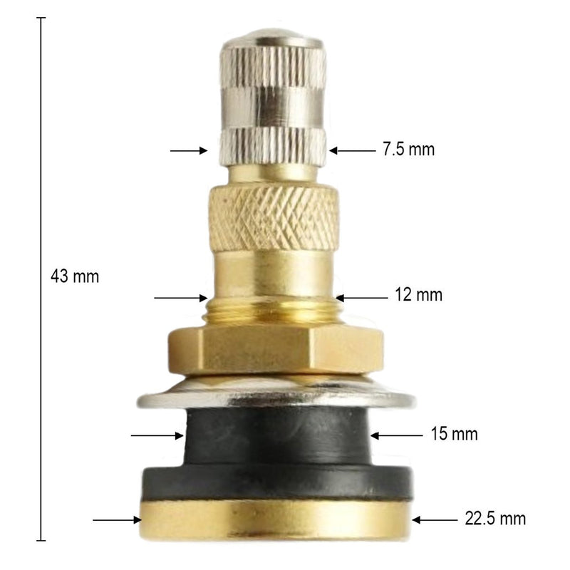 Valvola in ottone TR618C da 43 mm per cerchi agricoli tubeless
