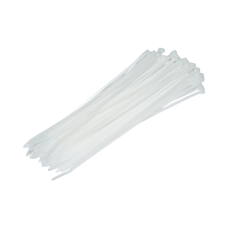 Fascetta in plastica bianca 3,6x250 mm, confezione da 100 pezzi (Longroad)