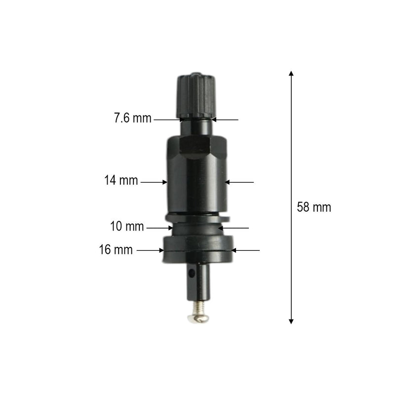 Valvola nera tubeless da 58 mm compatibile con sensore TPMS-03