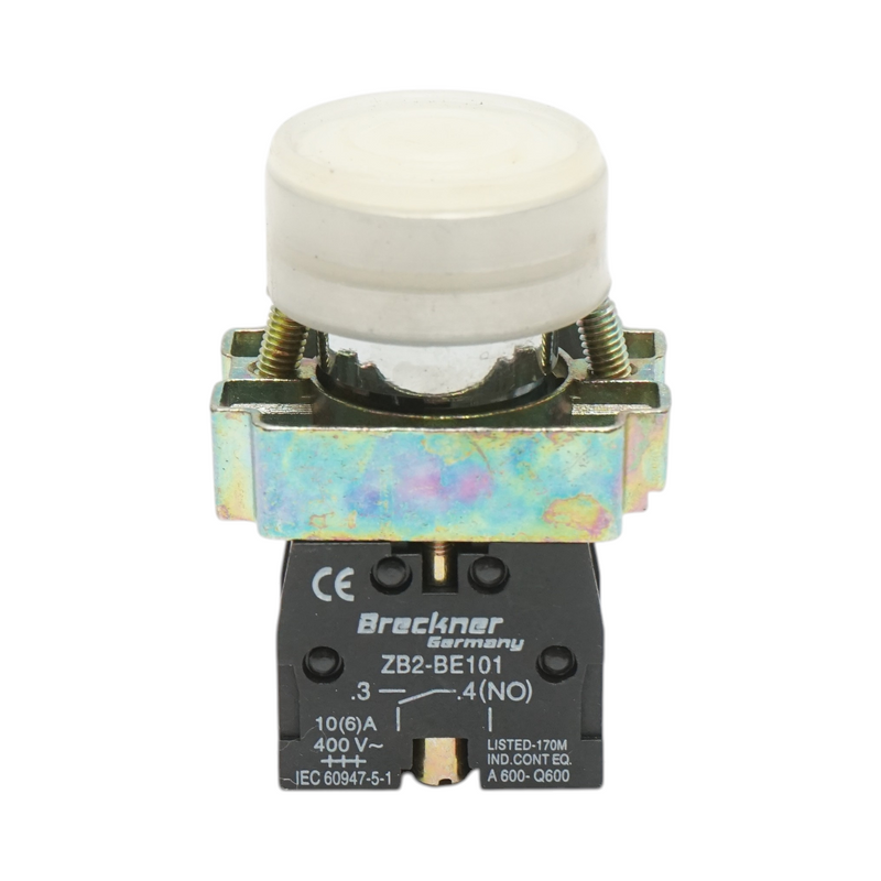 Pulsante di comando bianco con protezione IP65, 1NO, 400V/10A, LAY5 Breckner Germany