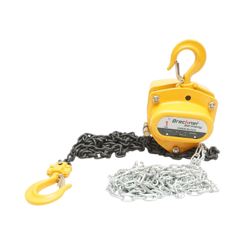 Paranco manuale a catena da 3 m, portata massima 1000 kg, gancio di sicurezza da 1 t Breckner Germany