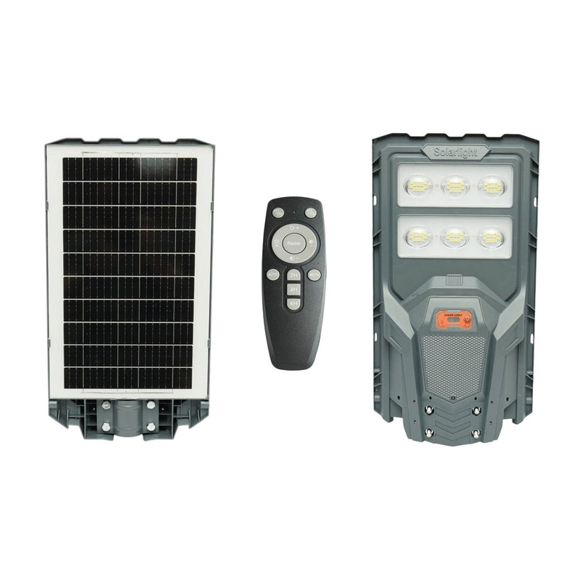 Lampione stradale solare a LED da 200 W con pannello solare da 17 W, batteria LiFePO4 da 10.000 mAh, sensore di movimento, telecomando e supporto per palo (IP65) Breckner Germany