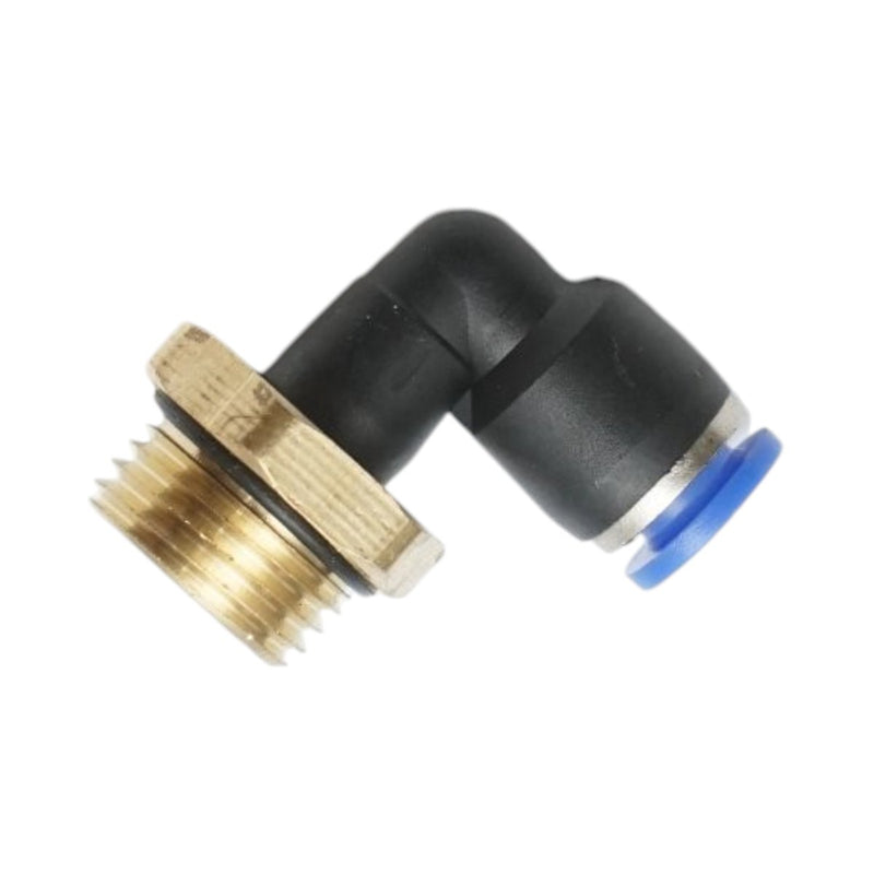 Raccordo a gomito a innesto rapido in plastica da 6 mm con filetto maschio in ottone M16