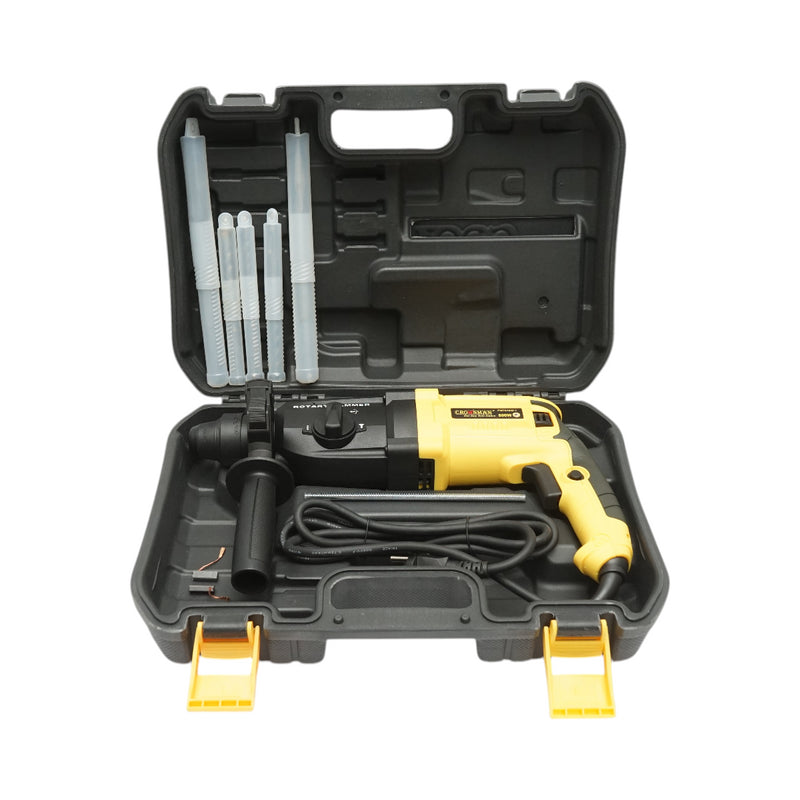 Martello perforatore 800W, 3 Joule con mandrino SDS Plus, diametro 26mm, velocità 1120rpm Crownman