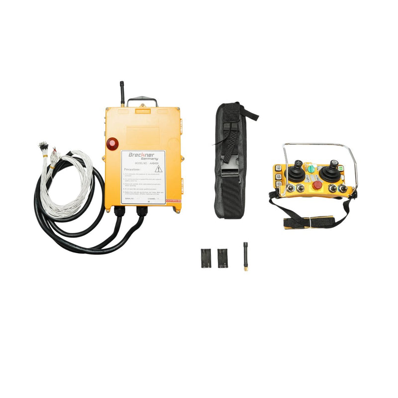Telecomando industriale wireless 24V–500V AC/DC con doppio joystick e pulsanti, IP65 Breckner Germany